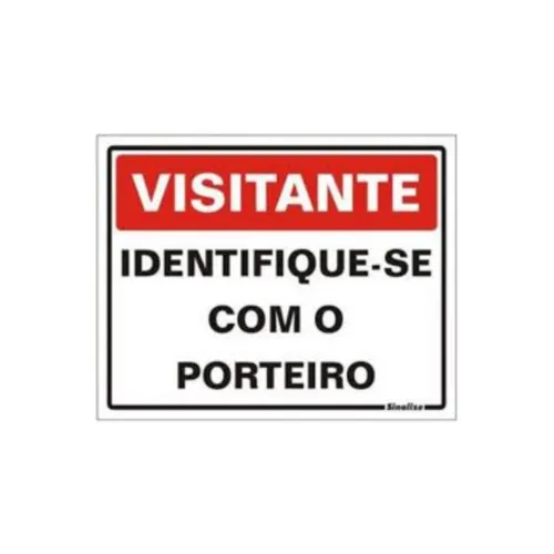Placa Sinalizacao Poliestireno 15X20Cm Visitante Identifique Sinalize