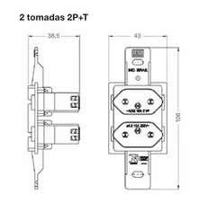 2 Tomada 2P+T 20A / 250V Padrao Preto Vermelho Weg