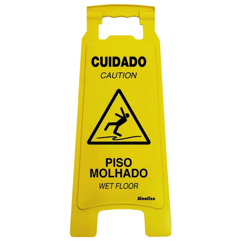 Cavalete Amarelo 27X65Cm - Cuidado - Piso Molhado Sinalize