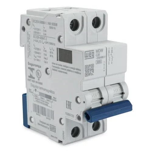 Minidisjuntor Bipolar 20A Mdwp-C20-2 Weg