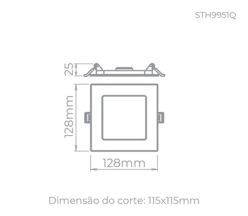 Painel De Embutir Led Eco Quadrado 6W 400LM STH9951Q/65 Stella