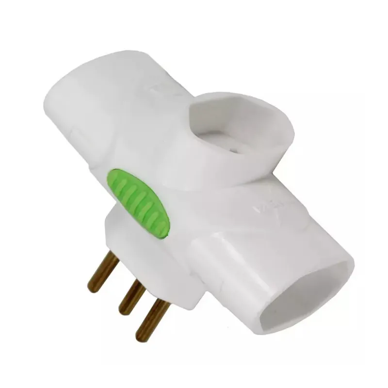 Adaptador Pino 3 Tomadas 2P+T 10A Branco