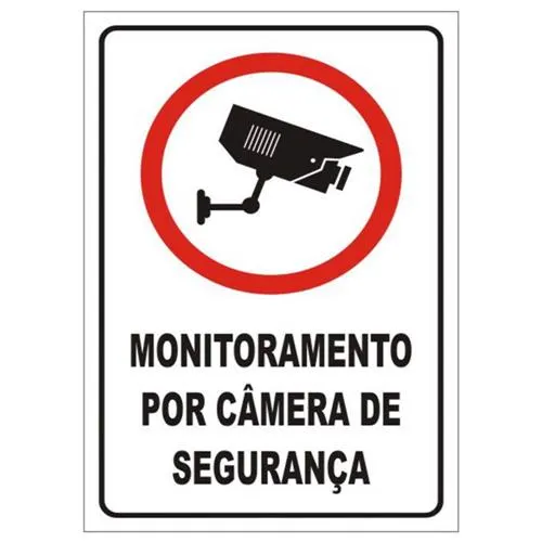 Placa Em Poliestireno 20X30Cm - Monitoramento Por Camera Sinalize