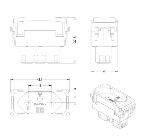 Sistema X Modulo Tomada 10A 250V Compose Preto Weg