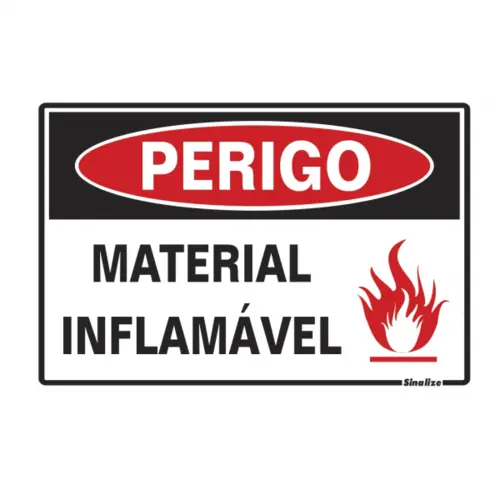 Placa Em Poliestireno 20X30Cm - Perigo Material InFlamavel Sinalize