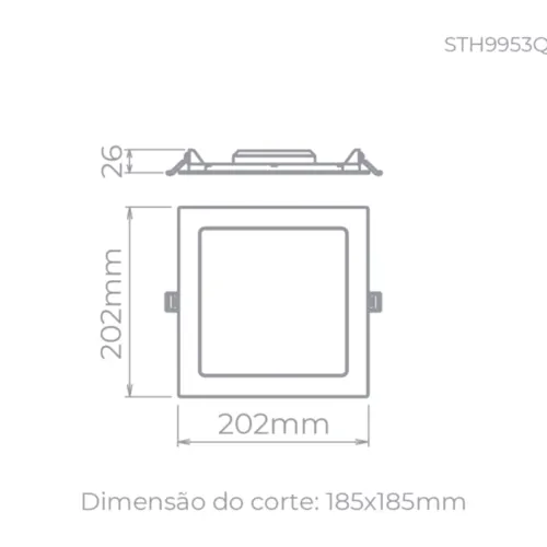 Painel De Embutir Led Eco Quadrado 18W 1500LM STH9953Q/40 Stella