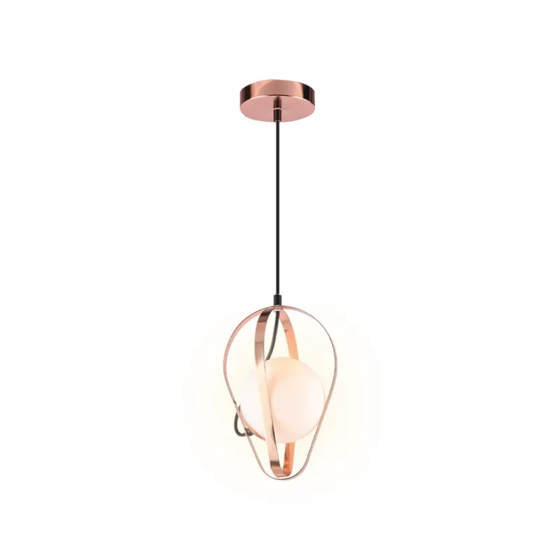 Pendente Globe Drop 1Xe27 Opalino Rose Gold Orluce
