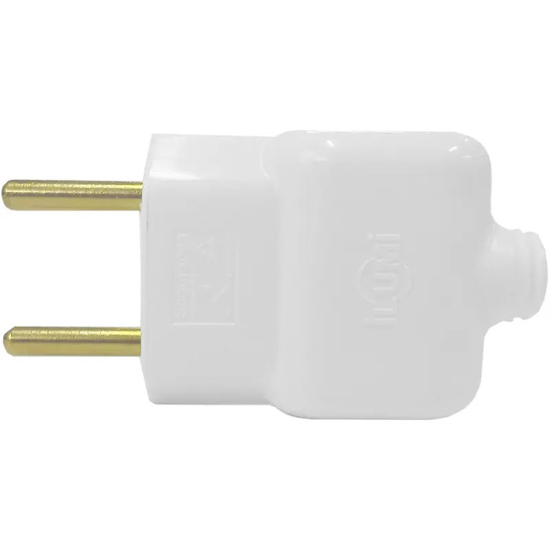 Plug Macho 2P 10A 250V Branco Ilumi