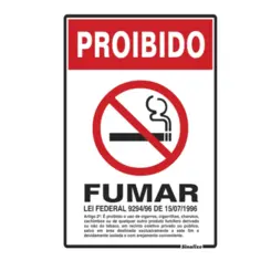 Placa Em Poliestireno 20X30Cm - Proibido Fumar Lei Sinalize