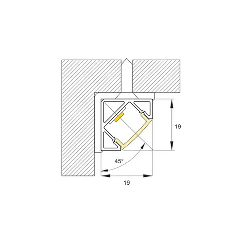 Perfil De Sobrepor Canto Linear Corner 30 ou 60 Graus 14,4W/M 2700K 1380lm 12VDC SLED 9080 MisterLED