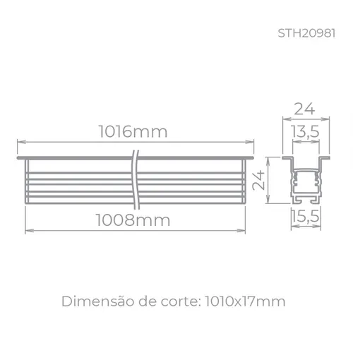 Perfil Embutir Archi Recuado 1M 24mm 11,5W 24V STH20981BR/40 Stella