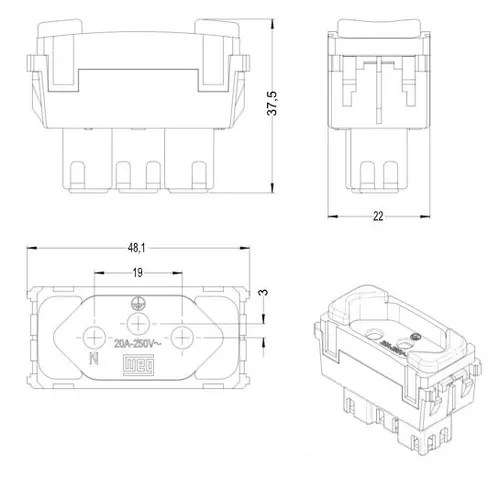 Sistema X Modulo Tomada 20A 250V Compose Marrom Weg