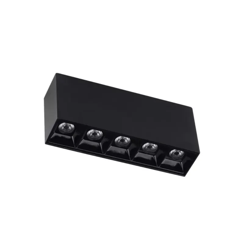 Luminaria De Led 5 Spots De Sobrepor 10W 3000K Preto Luminatti