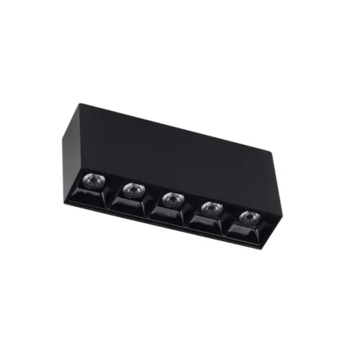 Luminaria De Led 5 Spots De Sobrepor 10W 3000K Preto Luminatti