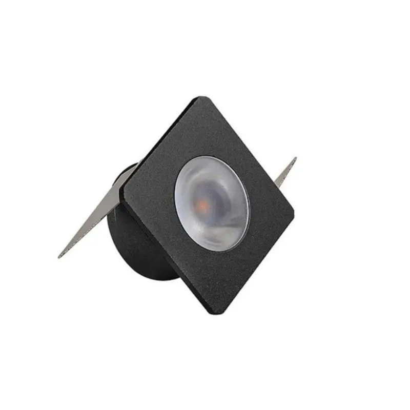 Mini Embutido Led Preto 1W 2700K Quadrado Luminatti