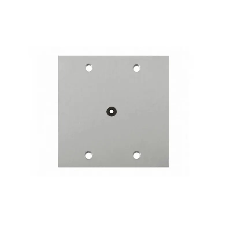 Placa Piso Leve 4X4 Inox Alto Brilho C/ Furo Central Olivo