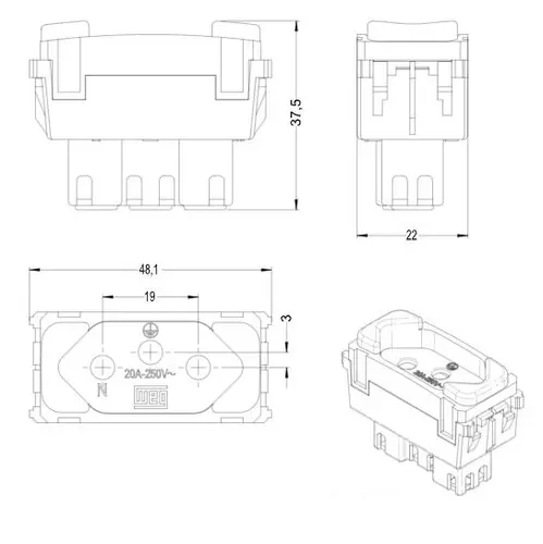 Sistema X Modulo Tomada 20A 250V Compose Cinza Weg