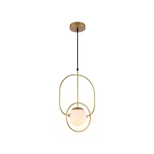 Pendente Globe Il 1Xe27 Opalino Dourado Orluce