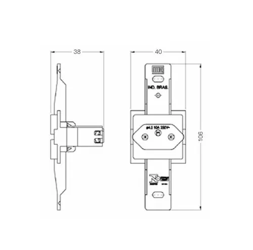1 Tomada 2P+T 10A / 250V Padrao Preto Weg
