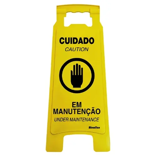 Cavalete Amarelo 27X65Cm - Cuidado - Em Manutencao Sinalize