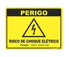 Placa Em Poliestireno 15X20Cm - Perigo Risco De Choque Eletrico Sinalize