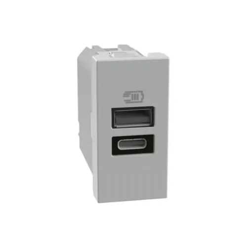 Carregador USB A+C 15W 1m Cinza Matix Go Legrand