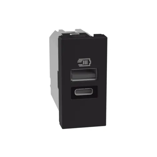 Carregador USB A+C 15W 1m Preta Matix Go Legrand