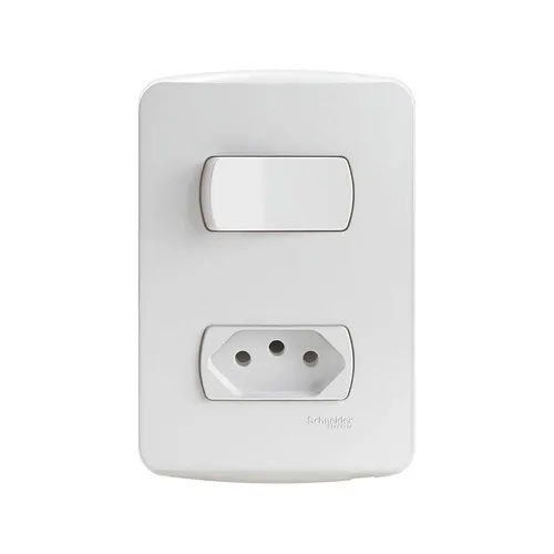 Conjunto 1 Interruptor Simples + 1 Tomada Miluz Schneider