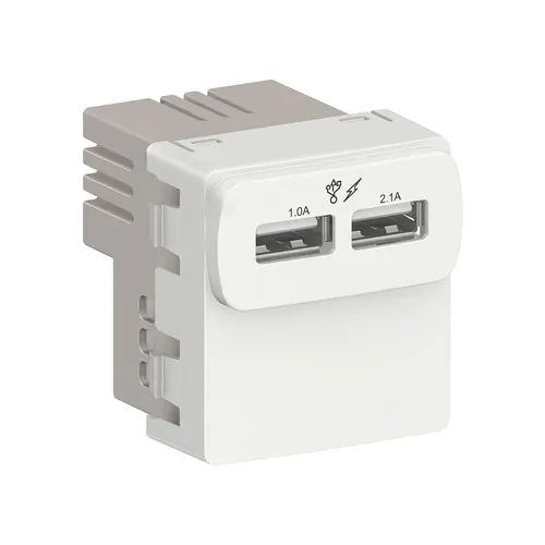 Modulo 2 Tomada USB 2.0 2.1A 127/220V 2M Branca Miluz Schneider