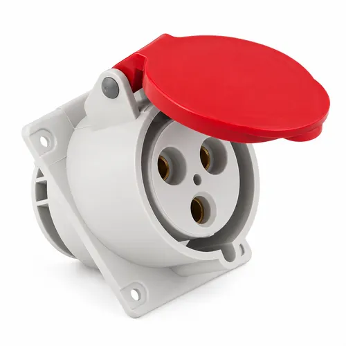 Tomada De Embutir Newkon 2P+T 32A 380/440V 9H IP44 Vermelho Steck