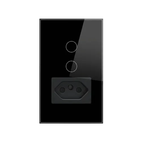 Interruptor Wi-Fi 4X2" 2 Modulos + Tomada Preto Steck