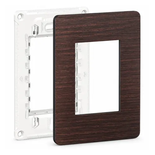 Placa + Suporte 4X2 3P Grafite Madeira Orion Schneider