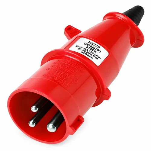 Plug Newkon 2P+T 32A 380/440V 9H IP44 Vermelho Steck