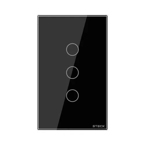 Interruptor Wi-Fi 4X2" 3 Modulos Preto Ambiente Steck