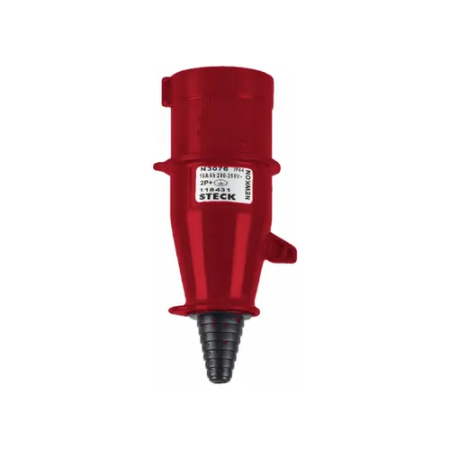 Plug Newkon 2P+T 16A 380/440V 9H IP44 Vermelho Steck