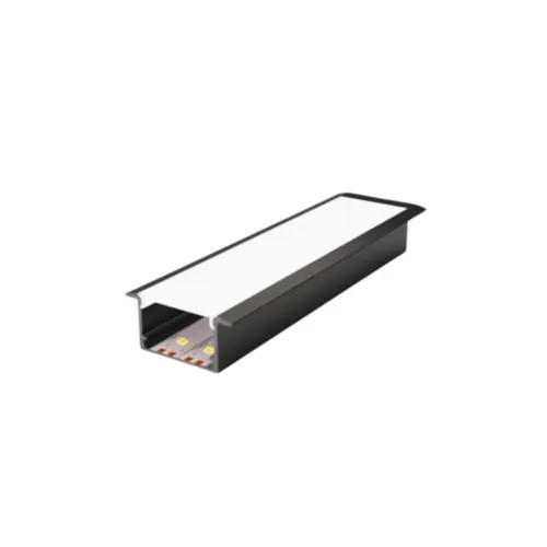 Kit Perfil ALP19 Embutir Preto Para Fita LED MK