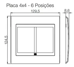 Placa 4X4 6 Posicoes Style Acetinado Preto/Preto