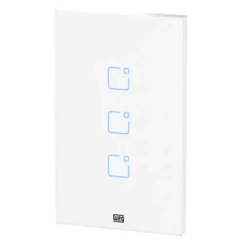 Interruptor Inteligente Smart Home 3 Teclas Touch Wi-Fi + Rf 4X2 Branco Weg Home