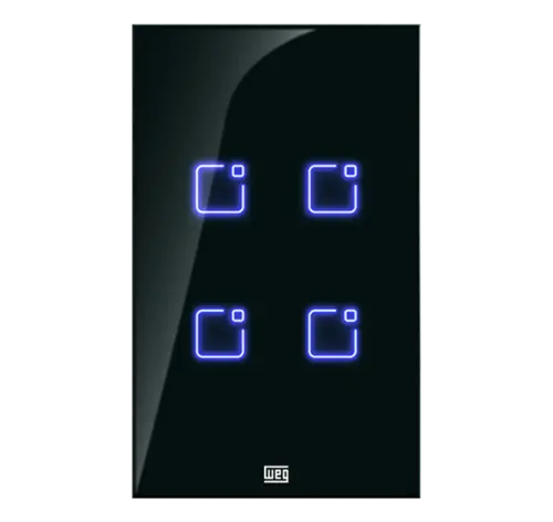 Interruptor Inteligente Smart Home 4 Teclas Touch Wi-Fi + Rf 4X2 Preto Weg Home