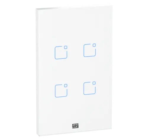 Interruptor Inteligente Smart Home 4 Teclas Touch Wi-Fi + Rf 4X2 Branco Weg Home