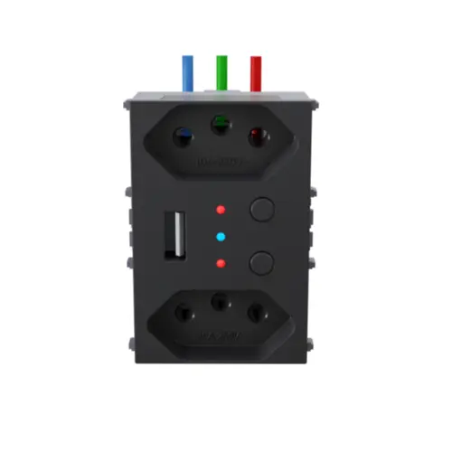 Conjunto 1 Tomada 2P+T 10 A + Tomada USB Bivolt WI-FI Preto Weg