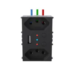 Conjunto 1 Tomada 2P+T 10 A + Tomada USB Bivolt WI-FI Preto Weg