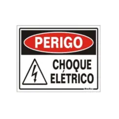 Placa Sinalizacao Poliestireno 15X20Cm Perigo Choque Eletrico Sinalize