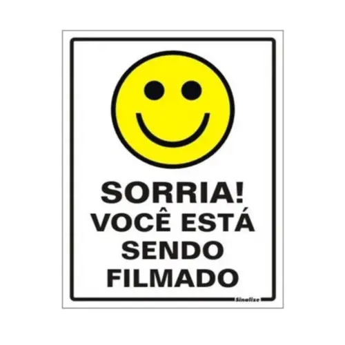 Placa Sinalizacao Poliestireno 15X20Cm Sorria Voce Esta Sendo Filmado Sinalize