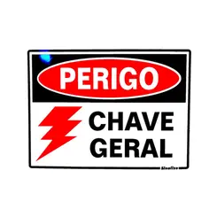 Placa Sinalizacao Poliestireno 15X20Cm Perigo Chave Geral Sinalize
