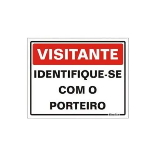 Placa Sinalizacao Poliestireno 15X20Cm Visitante Identifique Sinalize