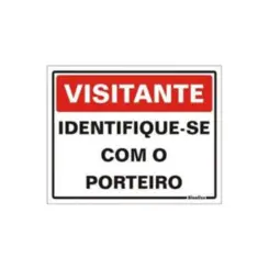 Placa Sinalizacao Poliestireno 15X20Cm Visitante Identifique Sinalize