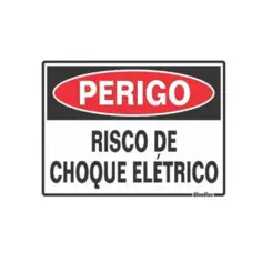 Placa Sinalizacao Poliestireno 15X20Cm Perigo Risco De Choque Sinalize