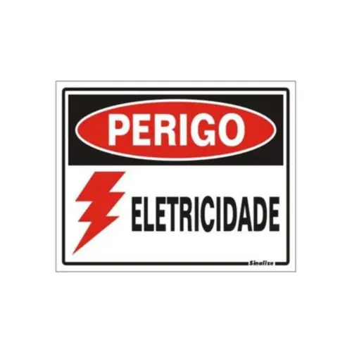 Placa Sinalizacao Poliestireno 15X20Cm Perigo Eletricidade Sinalize