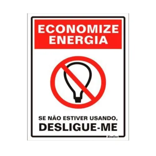 Placa Sinalizacao Poliestireno 15X20Cm Economize Energia Sinalize
